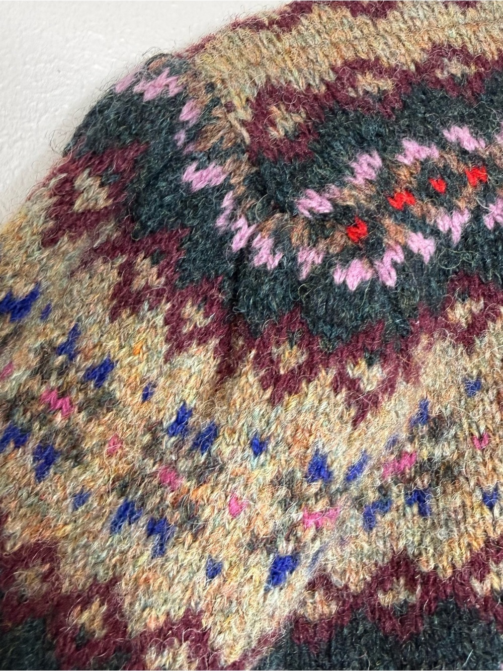 Ralph Lauren Vintage 80s Fair Isle Wool V-Neck Cardigan Pattern Sweater No Size - Picture 8 of 9